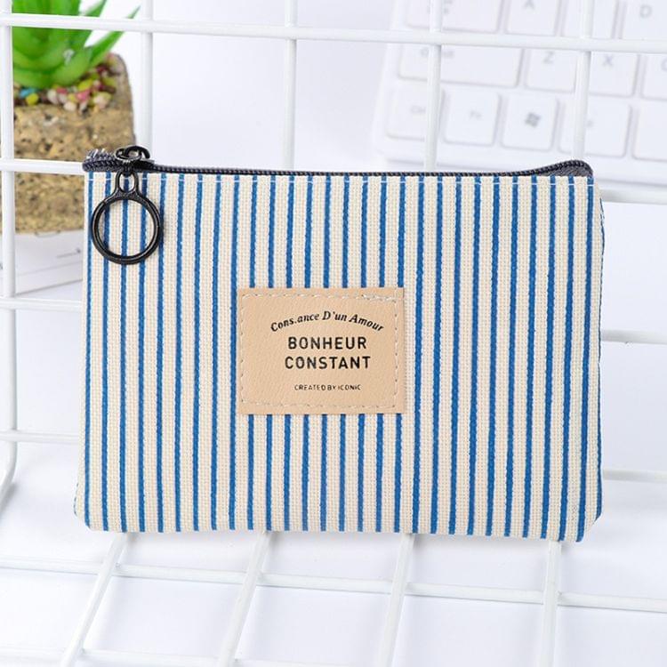 3 PCS Canvas Purse Card Key Coin Mini Zipper  Purse(Sky Blue)