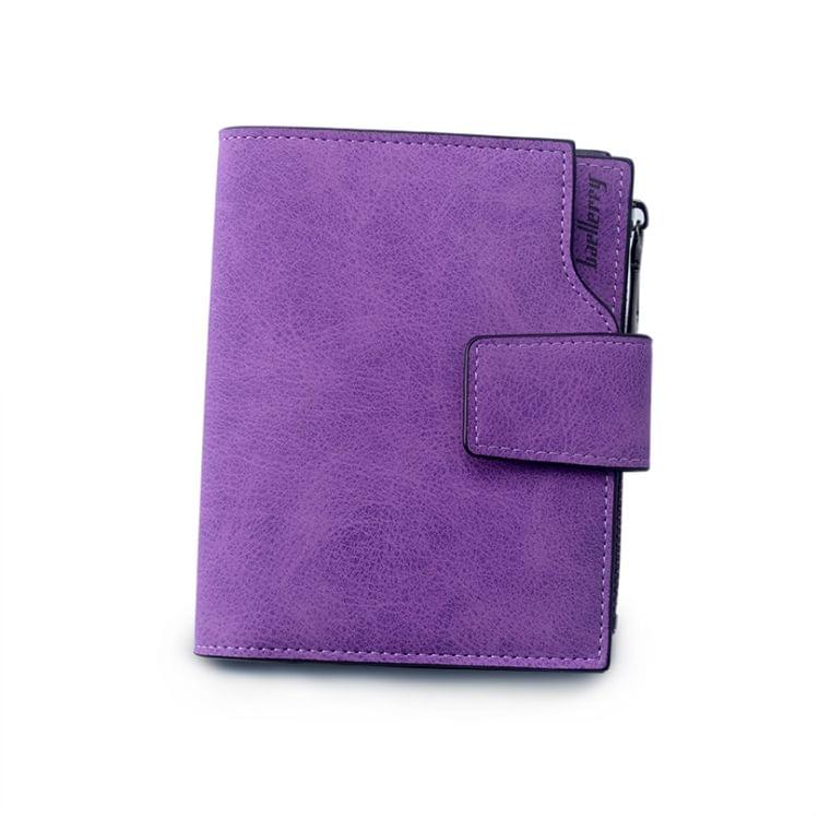 Women Vintage Fashion Short Leather Zipper Wallet Coin Pocket(Purple)