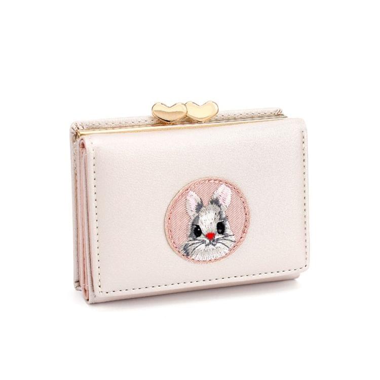 Women Wallet Rabbit Cloth Stickers Multi-function Coin Purse Card Sets(Black)