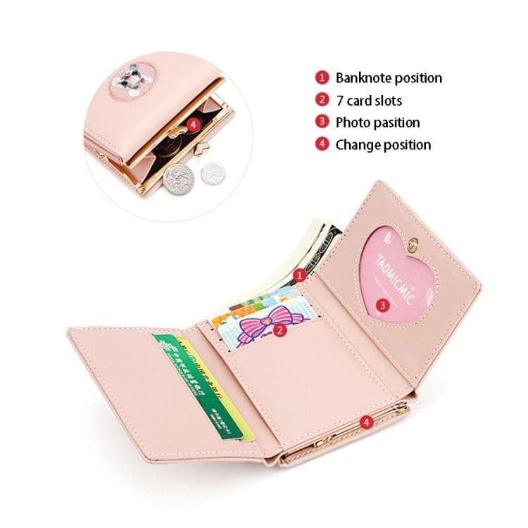 Women Wallet Rabbit Cloth Stickers Multi-function Coin Purse Card Sets(Black)