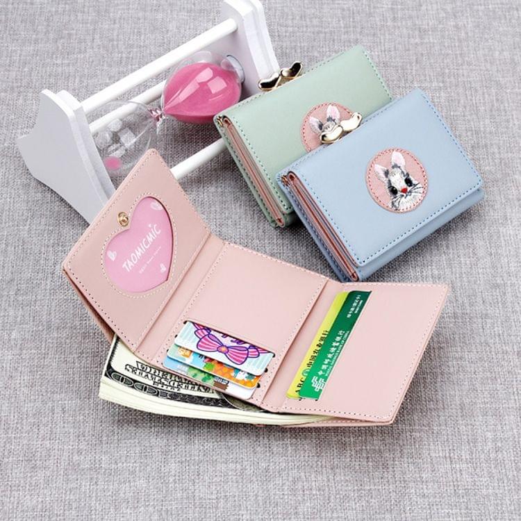 Women Wallet Rabbit Cloth Stickers Multi-function Coin Purse Card Sets(Black)