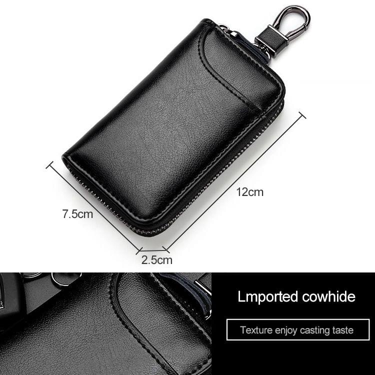 9105 Waist Hanging Large-capacity Zipper Leather Keys Holder Bag Multi-function Wallet (Coffee)