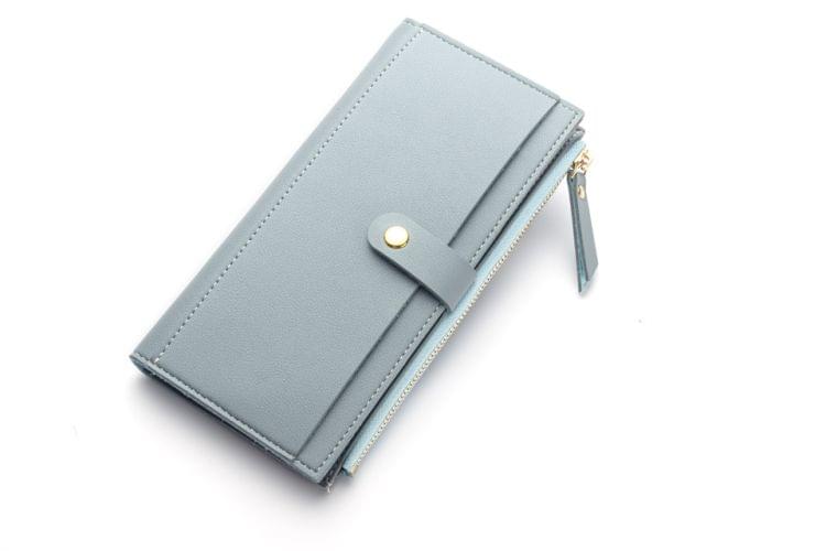 Long Women Hasp Leather Clutch Coin Purse Wallets(New Water Blue)