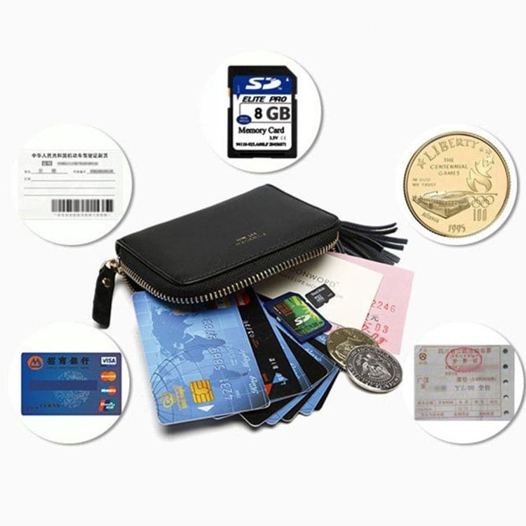 Leather Credit Card Case Coins Purse Zipper Key Wallet(Grey)