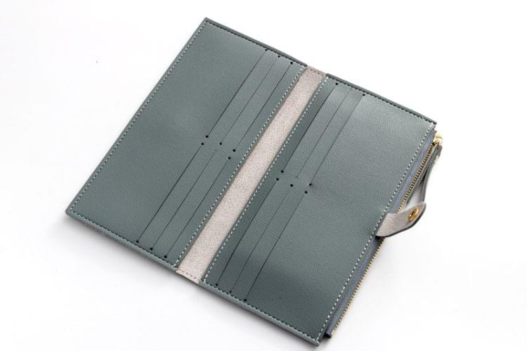 Long Women Hasp Leather Clutch Coin Purse Wallets(Light Blue)