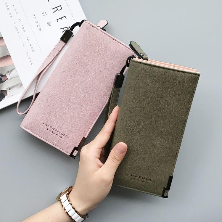 Long Wallet Zipper Coin Purse Cards ID Holder Clutch Woman Wallet(Grey)