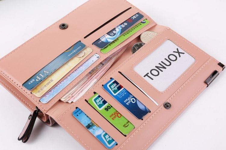 Long Wallet Zipper Coin Purse Cards ID Holder Clutch Woman Wallet(Grey)