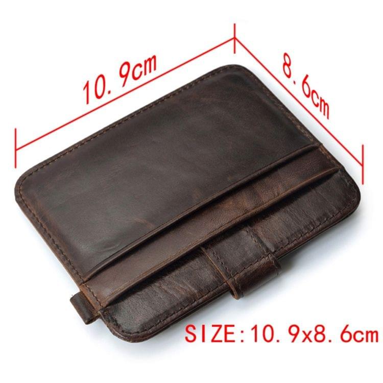 XIAO YUAN XIANG Oil Wax Leather Pocket Wallet Credit Card Sleeve Holder with Key Ring, Size: 10.9cm x 8.6cm(Coffee)