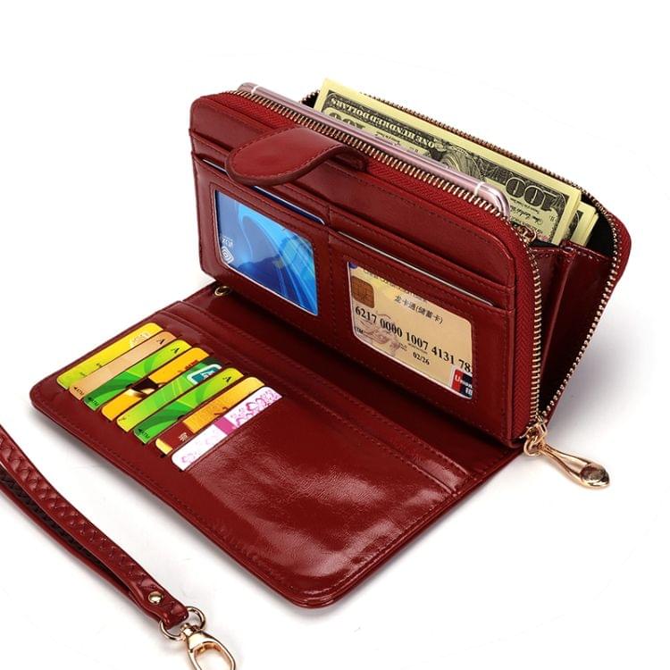 3 PCS  Multifunction Zipper Women Leather Wallet Long Trifold Coin Purse Card Holder Clutch(Brown)