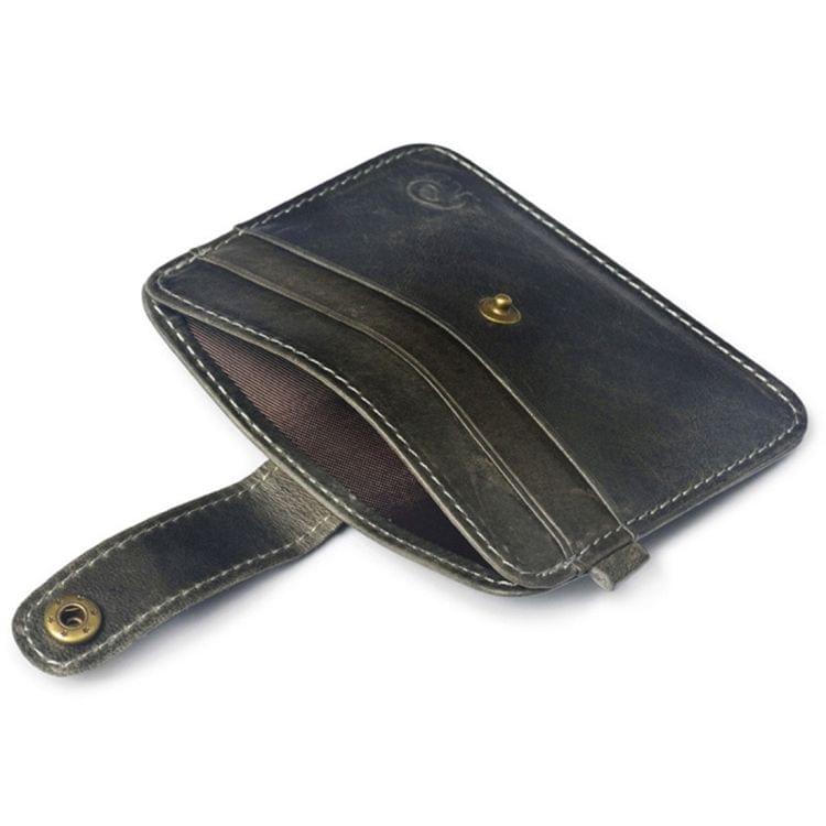 XIAO YUAN XIANG Oil Wax Leather Pocket Wallet Credit Card Sleeve Holder with Key Ring, Size: 10.9cm x 8.6cm(Grey)