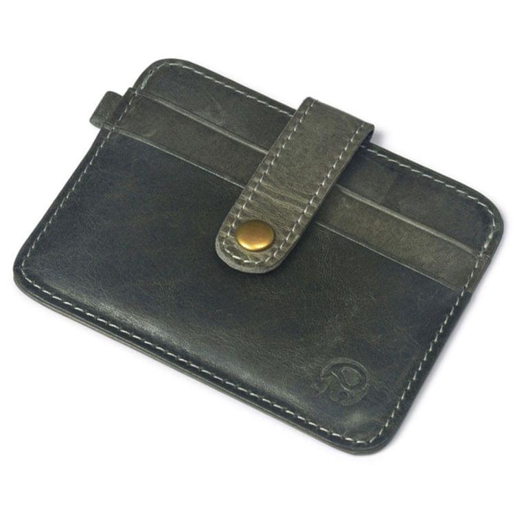 XIAO YUAN XIANG Oil Wax Leather Pocket Wallet Credit Card Sleeve Holder with Key Ring, Size: 10.9cm x 8.6cm(Grey)