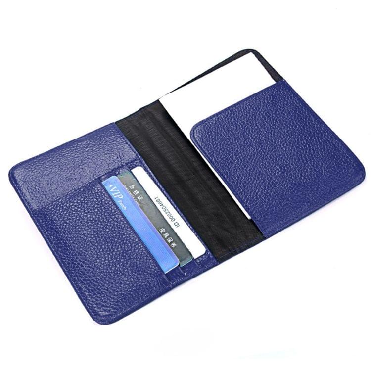 Litchi Texture Multifunctional Genuine Leather Passport Package for travel(Blue)