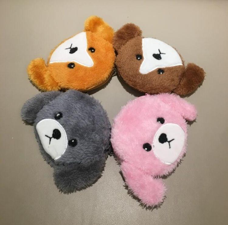 3 PCS Lovely Dog Plush Purse Plush Pocket Coin Bag(Brown)