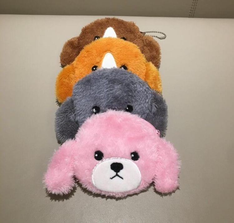 3 PCS Lovely Dog Plush Purse Plush Pocket Coin Bag(Brown)