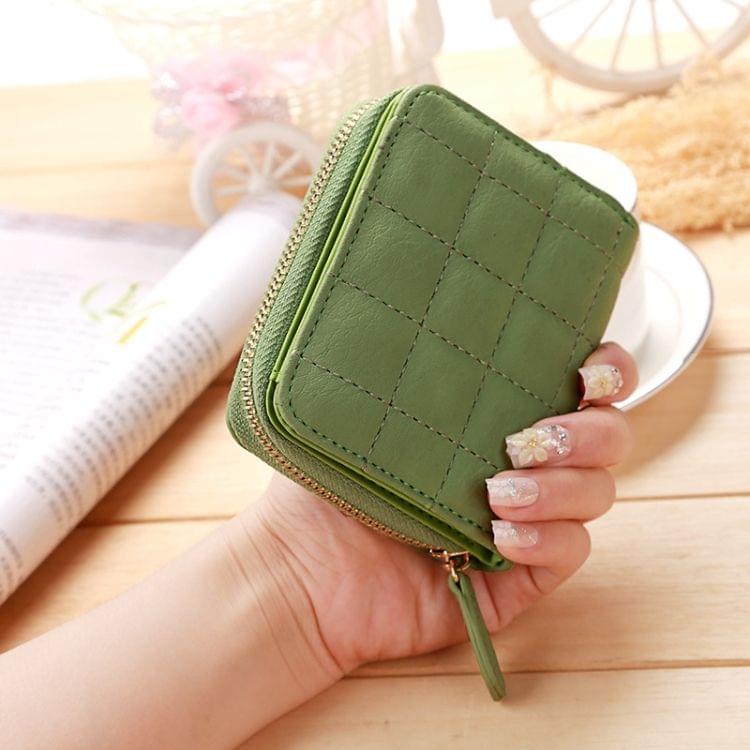 Women  Short Zipper Cute Coin Purse Mini Wallet(Dark Grey)