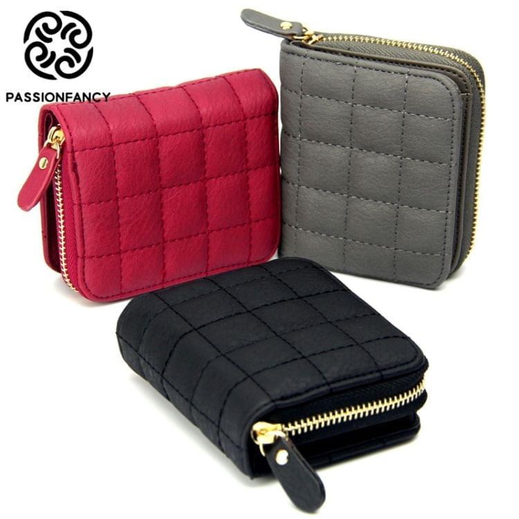 Women  Short Zipper Cute Coin Purse Mini Wallet(Dark Grey)