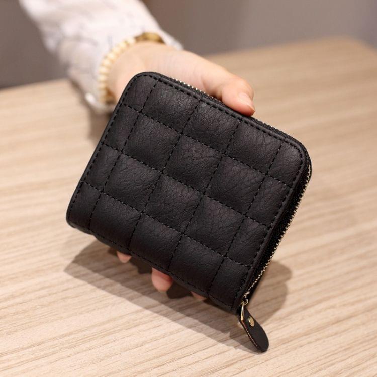 Women  Short Zipper Cute Coin Purse Mini Wallet(Dark Grey)