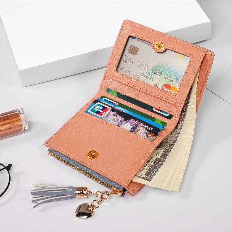 Cute Fashion Purse Leather Long Zip Wallet Coin Card Holder Soft Leather Phone Card Female Clutch(Red)