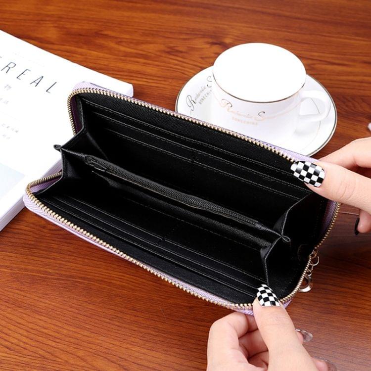 Stone Texture Long Design Zipper Wallet Hand Bag Coin Purse for Women(Purple)