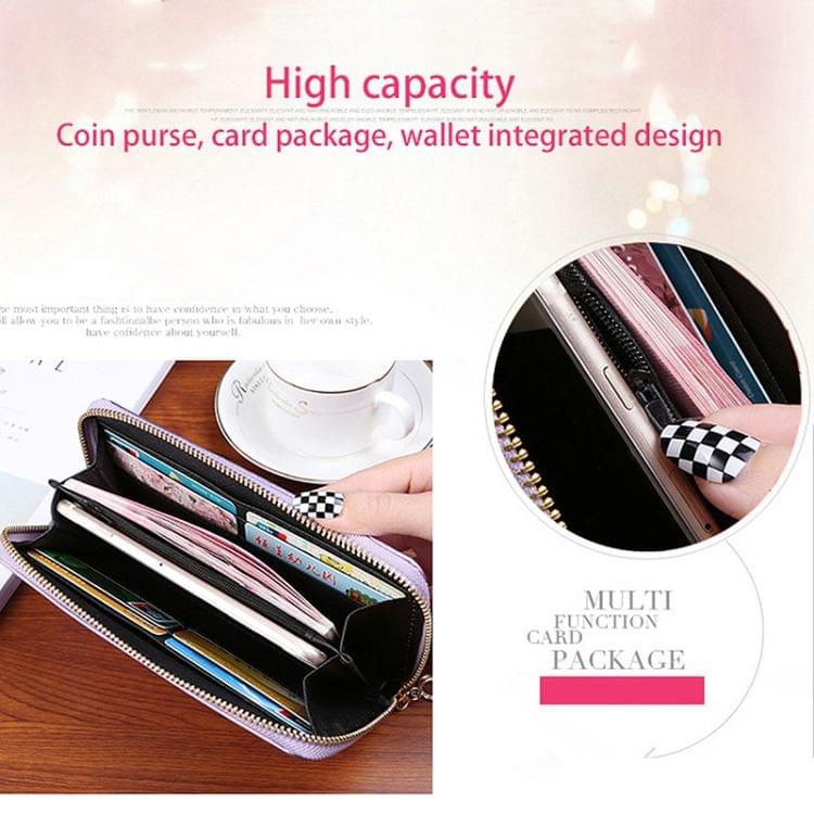 Stone Texture Long Design Zipper Wallet Hand Bag Coin Purse for Women(Purple)