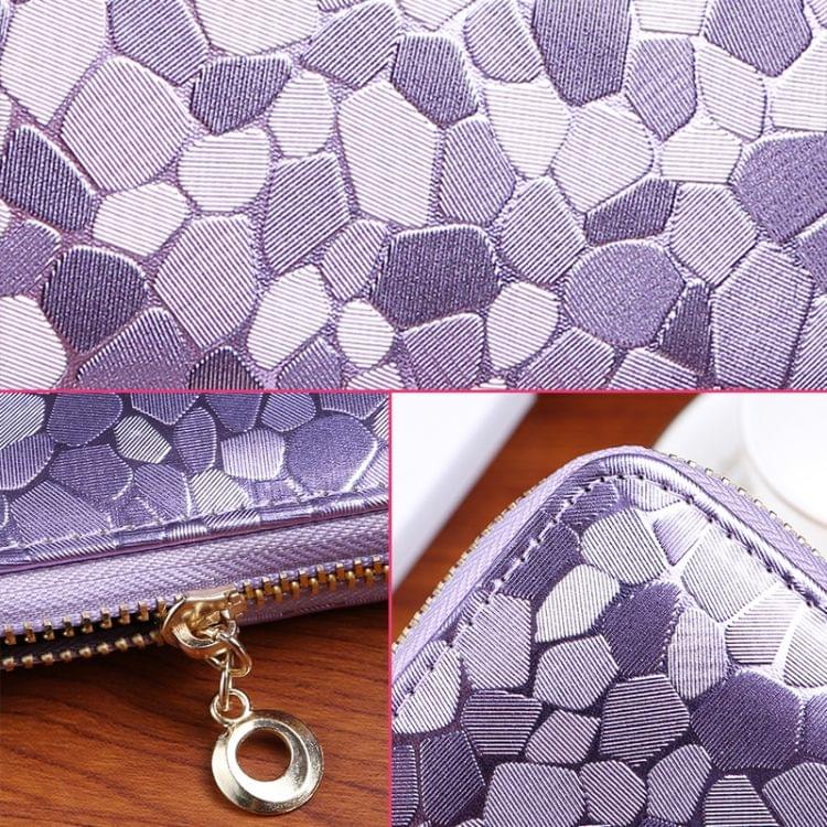 Stone Texture Long Design Zipper Wallet Hand Bag Coin Purse for Women(Purple)