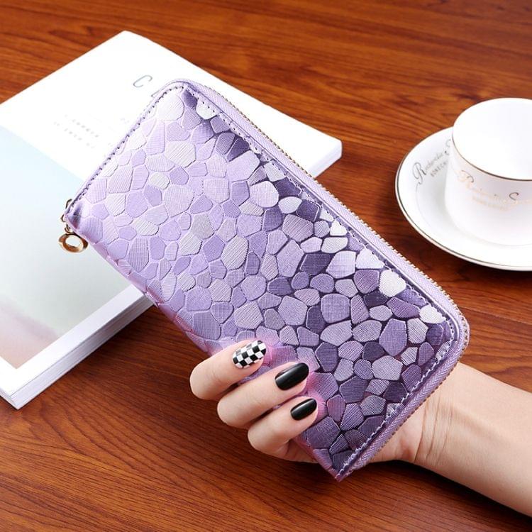 Stone Texture Long Design Zipper Wallet Hand Bag Coin Purse for Women(Purple)