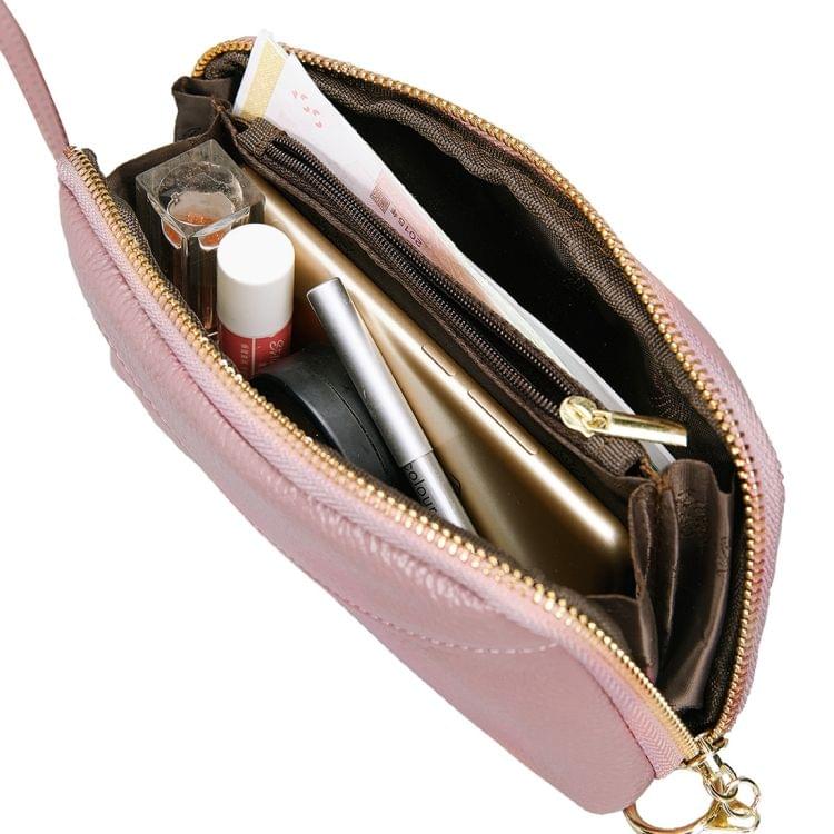 2-Folding Square Genuine Leather Handbag(Pink)