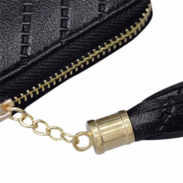 Long Wallet Women Purses Tassel Fashion Coin Purse Card Holder Wallets Female PU Leather Wallet(Bronze)