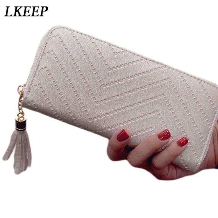 Long Wallet Women Purses Tassel Fashion Coin Purse Card Holder Wallets Female PU Leather Wallet(Bronze)