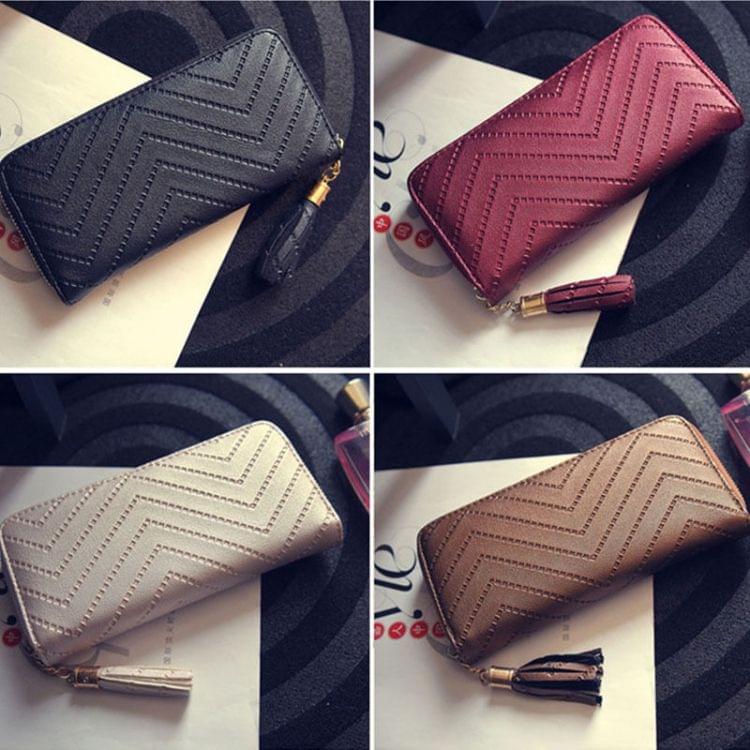 Long Wallet Women Purses Tassel Fashion Coin Purse Card Holder Wallets Female PU Leather Wallet(Bronze)