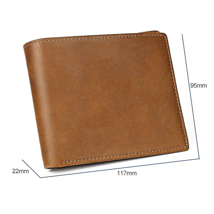 8022 Men Retro Sewing Top-grain Leather Wallet(Brown)