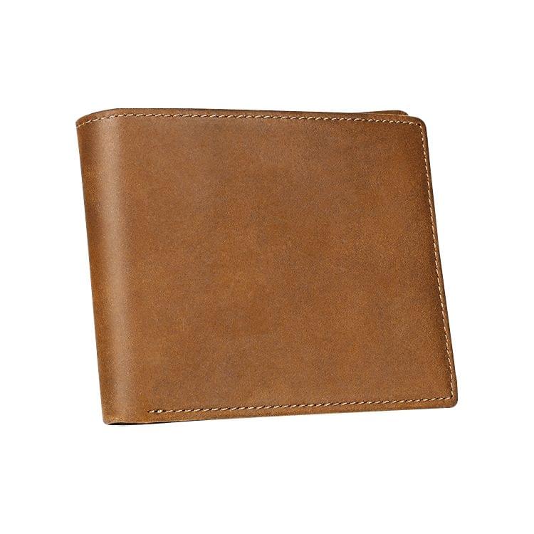 8022 Men Retro Sewing Top-grain Leather Wallet(Brown)