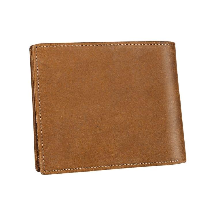 8022 Men Retro Sewing Top-grain Leather Wallet(Brown)