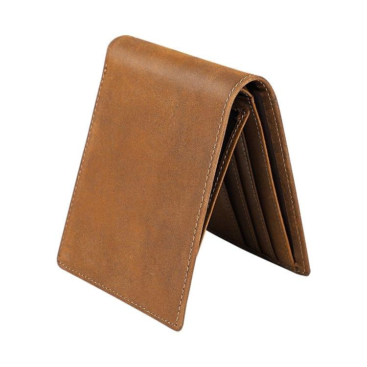8022 Men Retro Sewing Top-grain Leather Wallet(Brown)