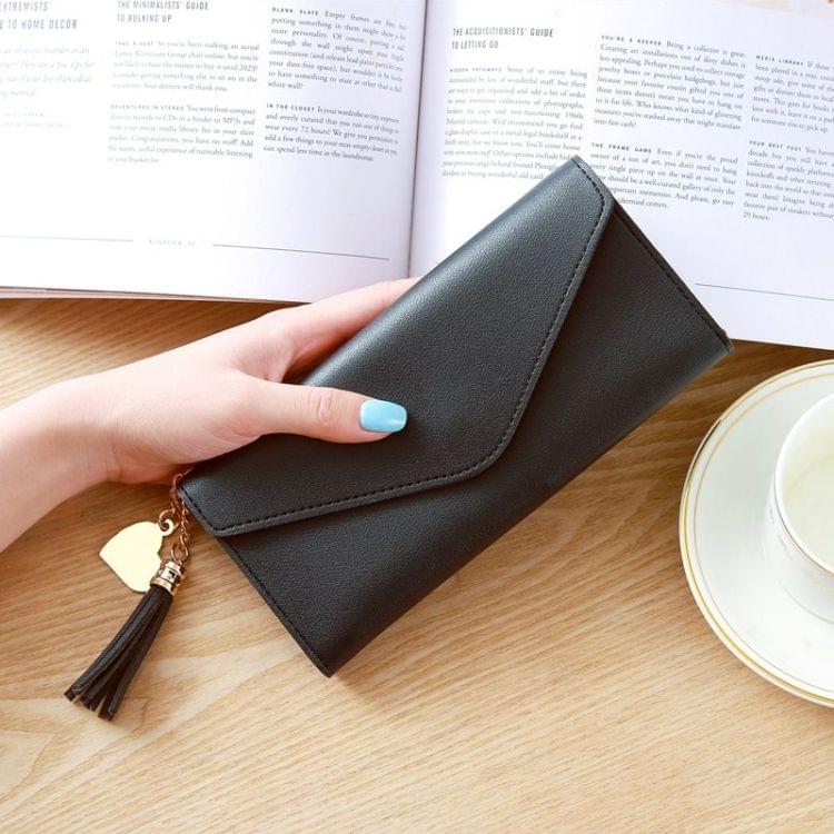 Long Wallet Women Purses Tassel Fashion Coin Purse Card Holder Wallets Female Clutch PU Leather Wallet(Light purple)