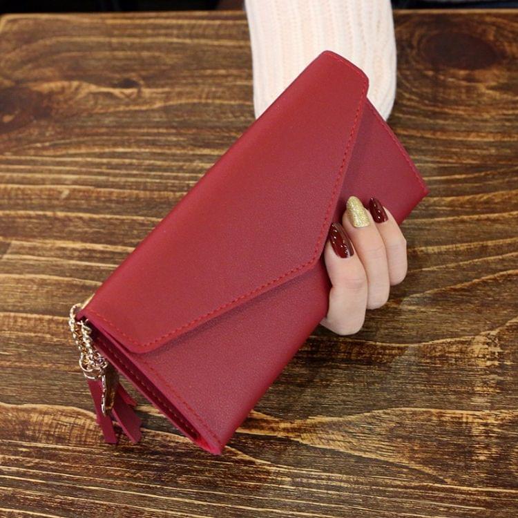 Long Wallet Women Purses Tassel Fashion Coin Purse Card Holder Wallets Female Clutch PU Leather Wallet(Light purple)