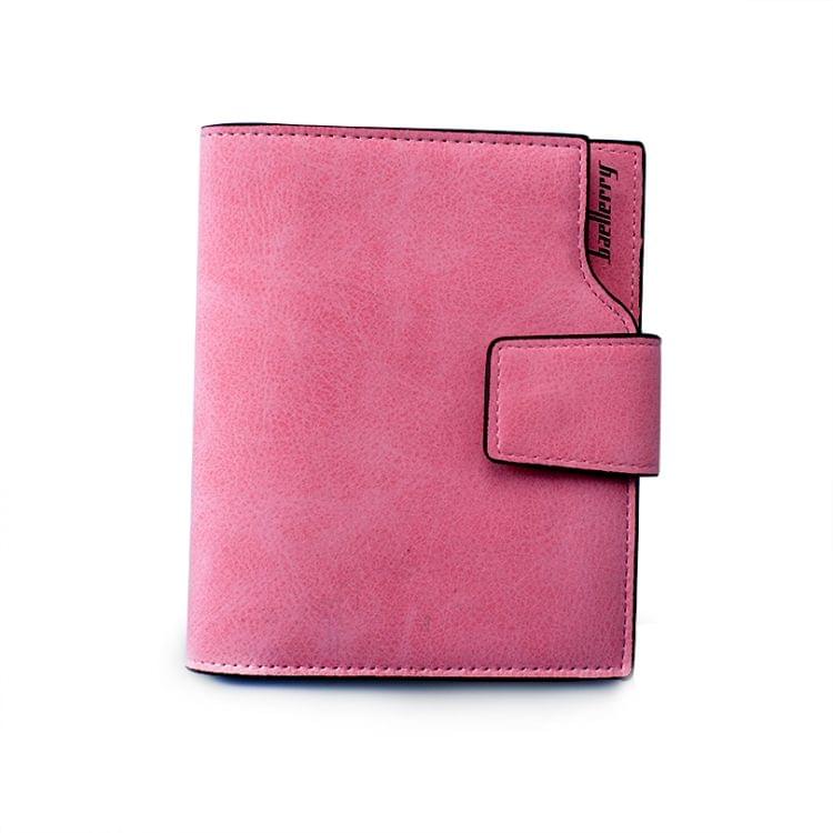 Women Vintage Fashion Short Leather Zipper Wallet Coin Pocket(Pink)