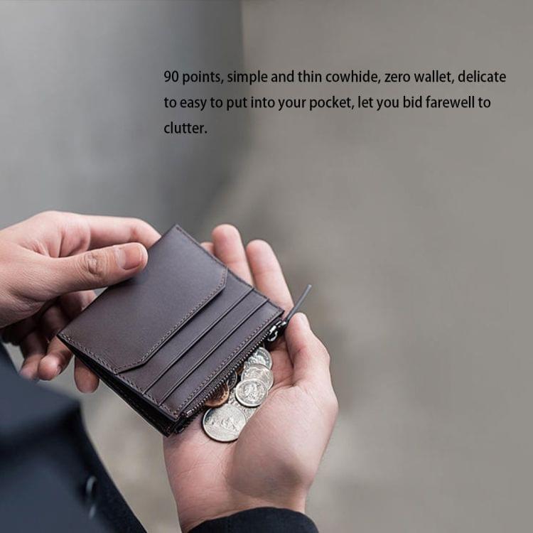 Original Xiaomi Cowhide Genuine Leather Pocket 6 Slots Card Holder Sleeve Wallet Coin Purse, Size: 10.5cm x8cm (Black)