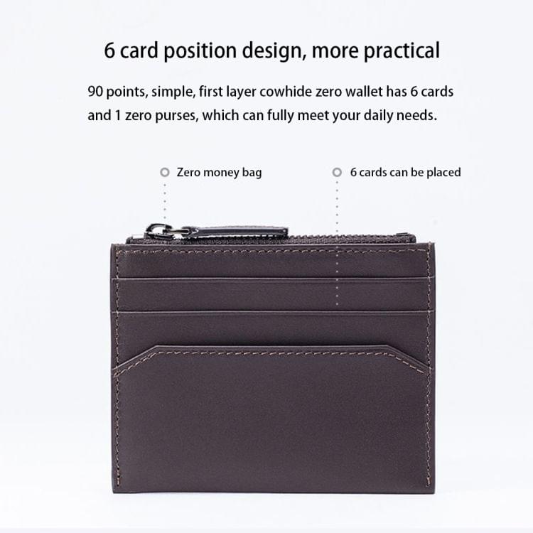 Original Xiaomi Cowhide Genuine Leather Pocket 6 Slots Card Holder Sleeve Wallet Coin Purse, Size: 10.5cm x8cm (Black)