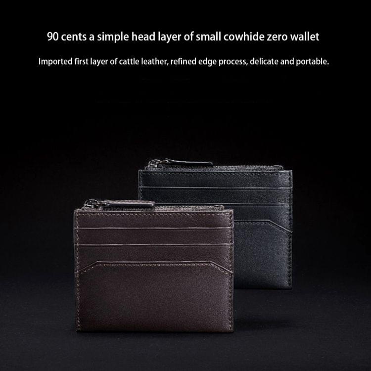 Original Xiaomi Cowhide Genuine Leather Pocket 6 Slots Card Holder Sleeve Wallet Coin Purse, Size: 10.5cm x8cm (Black)