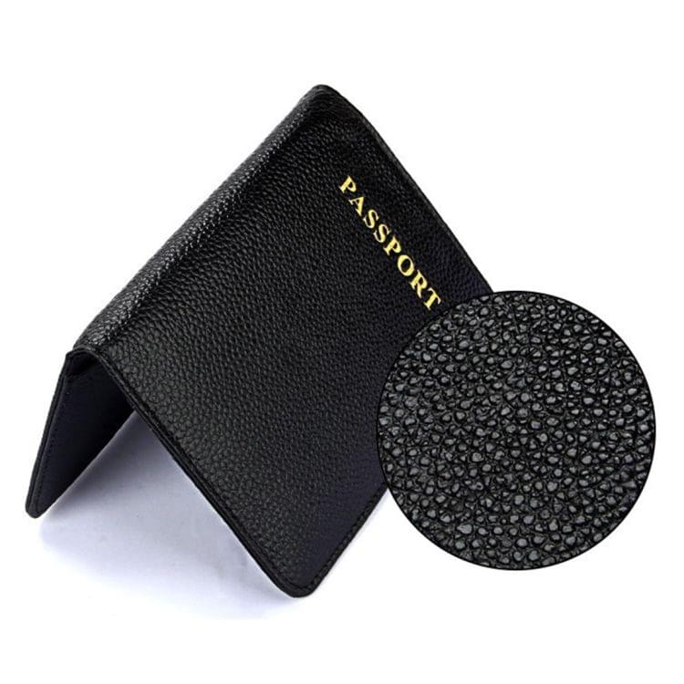 Litchi Texture Multifunctional Genuine Leather Passport Package for travel(Black)