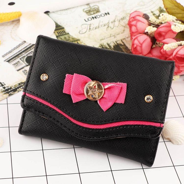 Women Short Wallet Candy Color Bow Knot Clutch Purse Fashion Wallet(Pink)