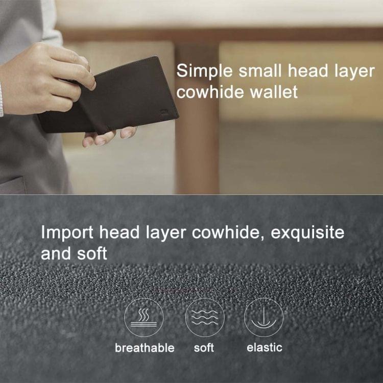Original Xiaomi Concise Style Genuine Top Layer Calf Skin Leather Wallet(Black)
