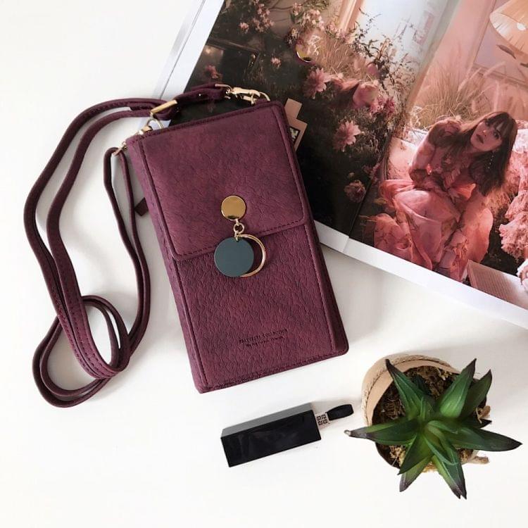 Women Leather Shoulder Wallet Phone bag Case Female Multifunction Coin Purse( Wine Red)