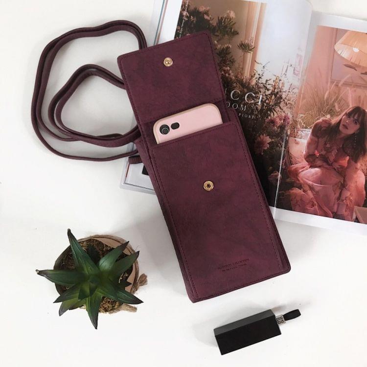 Women Leather Shoulder Wallet Phone bag Case Female Multifunction Coin Purse( Wine Red)