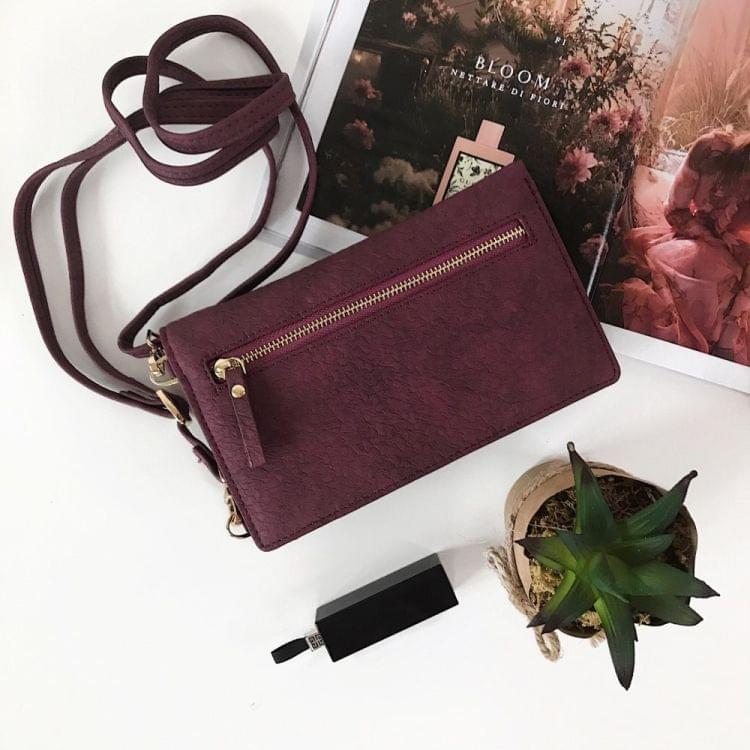Women Leather Shoulder Wallet Phone bag Case Female Multifunction Coin Purse( Wine Red)