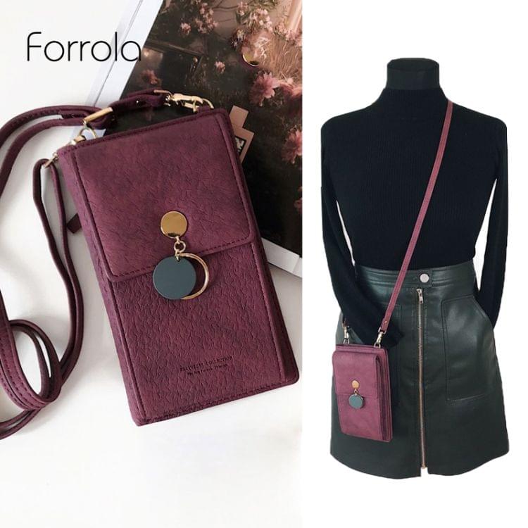 Women Leather Shoulder Wallet Phone bag Case Female Multifunction Coin Purse( Wine Red)
