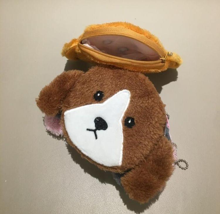 3 PCS Lovely Dog Plush Purse Plush Pocket Coin Bag(Yellow)