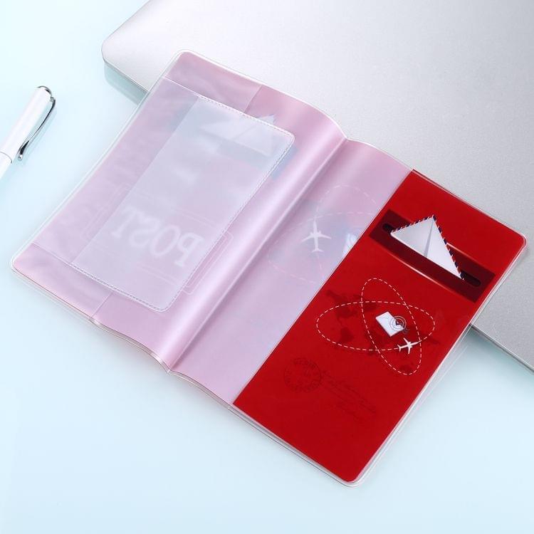 2 PCS Post Pattern Red Passport Card Bag