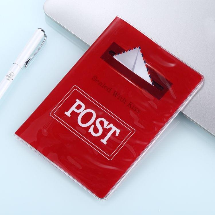2 PCS Post Pattern Red Passport Card Bag